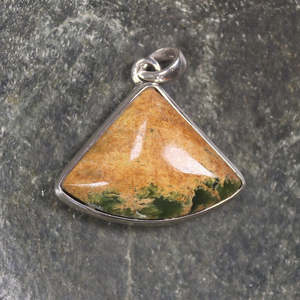 NZ Greenstone Small Sterling Silver Pendant (BM573) Flower Jade Pounamu