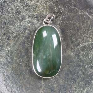 NZ Greenstone Sterling Silver Medium Pendant (BM560) Inanga Pounamu