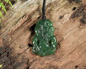NZ Greenstone Small Hei Tiki Pendant (BH471) Hapopo Pounamu
