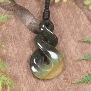 NZ Greenstone Small Twist Pendant (BW042) Flower Jade Pounamu