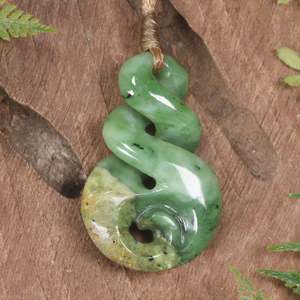 NZ Greenstone Small Koru Twist Pendant (BP524) Flower Jade Pounamu