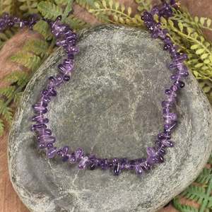 Gemstone Necklace: Amethyst Beaded Pendant Necklace (AE981)