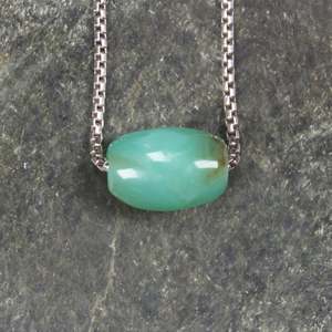 Gemstone Necklace: Chrysoprase Sterling Silver Bead Pendant (V191)