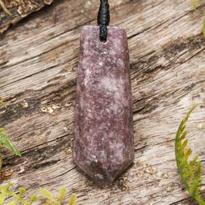 Gemstone Necklace: Lepidolite Small Pointed Pendant (BW379)