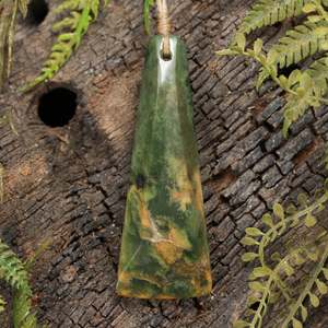 NZ Greenstone Medium Freeform Toki Pendant (BW462) Flower Jade Pounamu