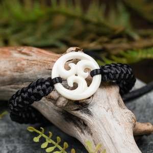 Bone Adjustable Cord Koru Bracelet (BN508)