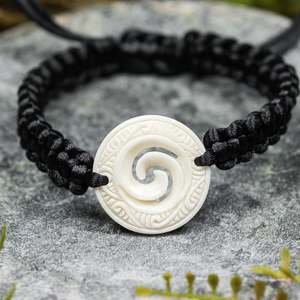 Bone Adjustable Cord Koru Bracelet (BN510)