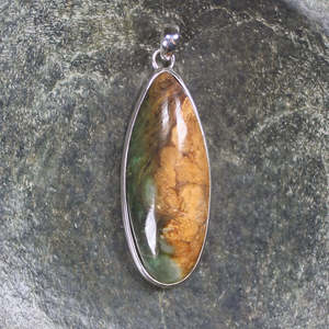 NZ Greenstone Medium Sterling Silver Pendant (BM570) Flower Jade Pounamu