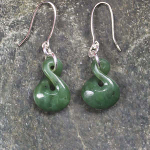 NZ Greenstone Small Twist Earrings (BX366) Hapopo Pounamu