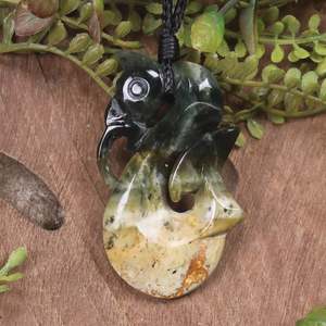 NZ Greenstone Medium Manaia Pendant (BW230) Flower Jade Pounamu