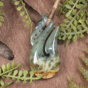NZ Greenstone Small Manaia Pendant (BP382) Flower Jade Pounamu