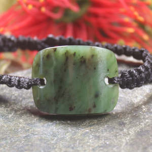 NZ Greenstone Adjustable Cord Bracelet (BX361) Hapopo Pounamu