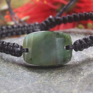 NZ Greenstone Adjustable Cord Bracelet (BX363) Hapopo Pounamu