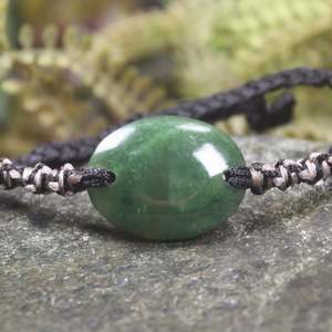 NZ Greenstone Adjustable Cord Bracelet (BX396) Hapopo Pounamu