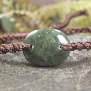 NZ Greenstone Adjustable Cord Bracelet (BX395) Rimu Pounamu