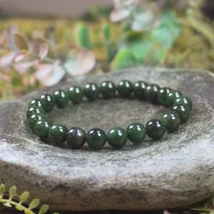 NZ Greenstone Beaded Bracelet (BT208) Kawakawa Pounamu