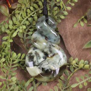 NZ Greenstone Medium Koru Twist Pendant (BP543) Flower Jade Pounamu