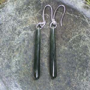 NZ Greenstone Small Roimata Earrings (BX022) Kawakawa Pounamu