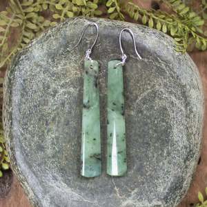 NZ Greenstone Medium Roimata Earrings (BX771) Hapopo Pounamu