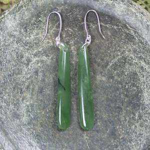 NZ Greenstone Small Roimata Earrings (BX028) Hapopo Pounamu