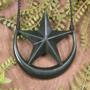 NZ Greenstone Large Whetumarama or Ratana Star Pendant (BX877) Kawakawa Pounamu