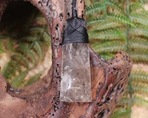 Pendants: Smokey Quartz with Black Tourmaline Medium Toki Pendant (AR949)