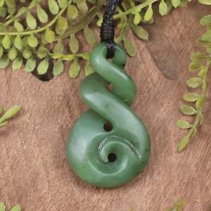 NZ Greenstone Small Koru Twist Pendant (BT499) Hapopo Pounamu