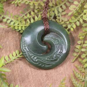 NZ Greenstone Medium Koru Pendant (BX784) Hapopo Pounamu