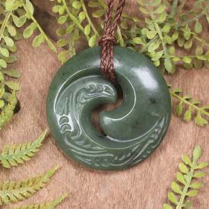NZ Greenstone Medium Koru Pendant (BX789) Hapopo Pounamu