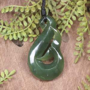 NZ Greenstone Medium Whale Tail Pendant (CA134) Hapopo Pounamu