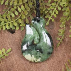 NZ Greenstone Small Hei Matau Pendant (CA474) Hapopo Pounamu