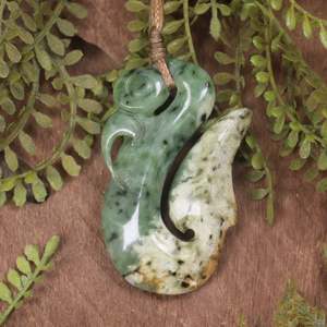 NZ Greenstone Medium Manaia Pendant (CA451) Flower Jade Pounamu