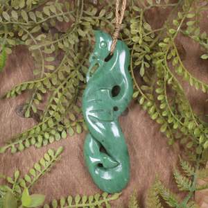 NZ Greenstone XLarge Manaia Pendant (CA473) Hapopo Pounamu