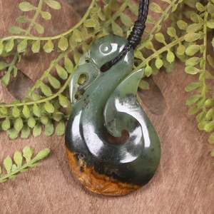 NZ Greenstone Medium Manaia Pendant (CA455) Flower Jade Pounamu
