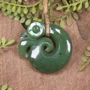 NZ Greenstone Small Koropepe Pendant (CA535) Hapopo Pounamu
