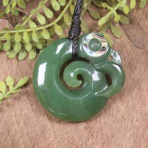 NZ Greenstone Small Koropepe Pendant (CA138) Hapopo Pounamu