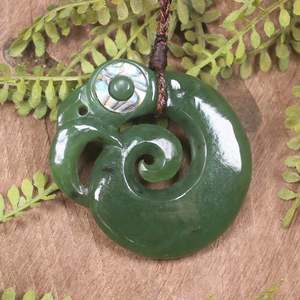 NZ Greenstone Medium Koropepe Pendant (CA538) Hapopo Pounamu