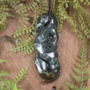 NZ Greenstone Large Manaia Pendant (CA405) Rimu Pounamu