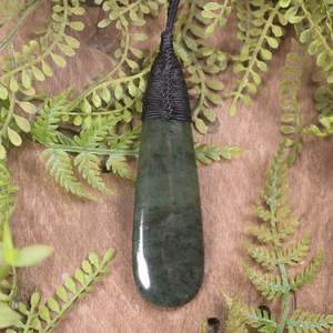 NZ Greenstone Large Roimata Pendant (BX963) Rimu Pounamu