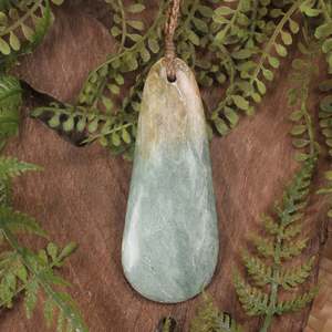 NZ Greenstone Medium Roimata Pendant (AW539) Flower Jade Pounamu