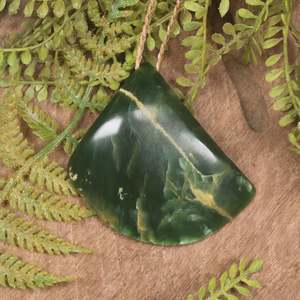 NZ Greenstone Medium Freeform Pendant (BH916) Flower Jade Pounamu