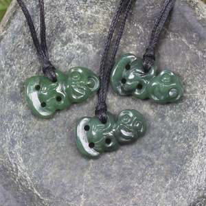 NZ Greenstone XSmall Hei Tiki Pendant (CA119) Hapopo Pounamu