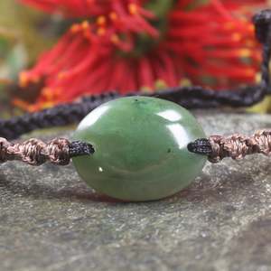 NZ Greenstone Adjustable Cord Bracelet (BX346) Hapopo Pounamu