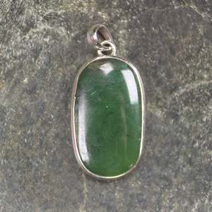 NZ Greenstone Medium Sterling Silver Pendant (BM567) Hapopo Pounamu