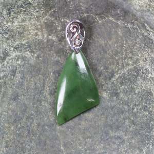 NZ Greenstone Small Sterling Silver Pendant (BW724) Hapopo Pounamu