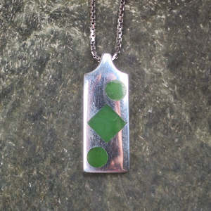 NZ Greenstone Small Sterling Silver Pendant (BW763) Hapopo Pounamu