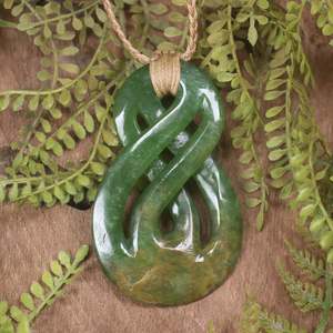 NZ Greenstone Large Twist Pendant (CA351) Flower Jade Pounamu
