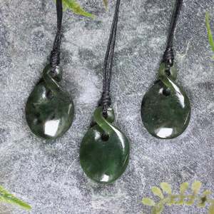 NZ Greenstone XSmall Twist Pendant (BX222) Rimu Pounamu