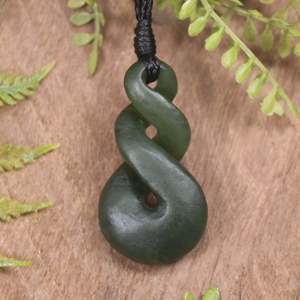 NZ Greenstone Small Twist Pendant (BT480) Rimu Pounamu