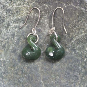 NZ Greenstone Small Twist Earrings (CA269) Kawakawa Pounamu